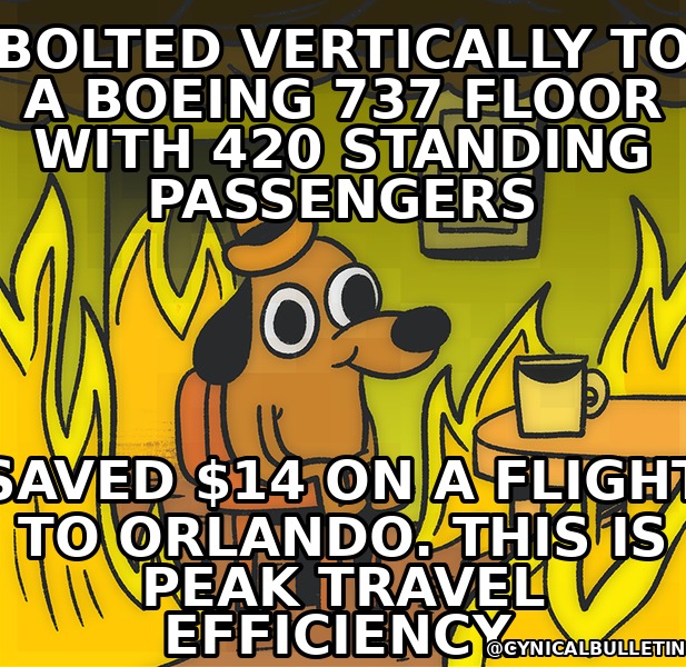 US Budget Airline Replaces Passenger Seats with Standing Rollercoaster Harnesses to Squeeze 420 People Onto Boeing 737